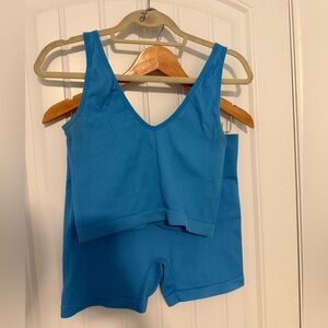 Colsie Teal Ribbed Lounge Set